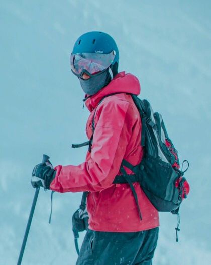 Man in red winter jacket